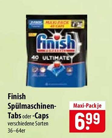 Finish Spülmaschinen-Tabs oder -Caps verschiedene Sorten 36–64er