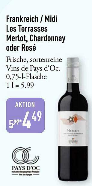 Frankreich / Midi Les Terrasses Merlot, Chardonnay oder Rosé