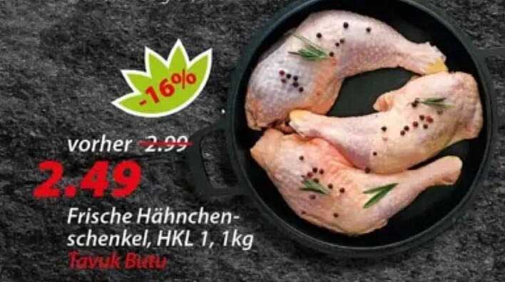 Frische Hähnchen-schenkel, HKL 1, 1kg Tavuk Butu