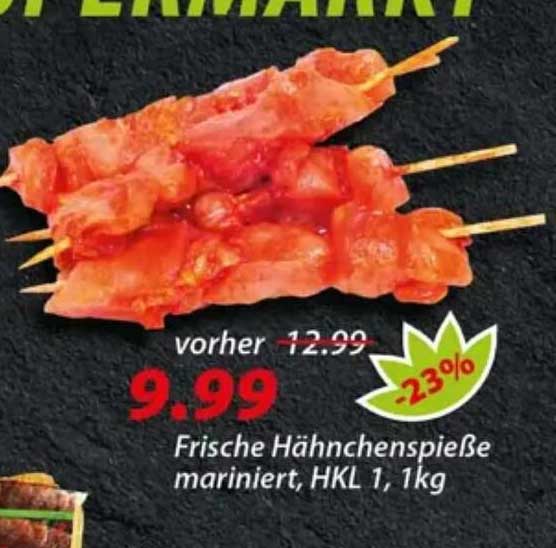 Frische Hähnchenspieße mariniert, HKL 1, 1kg