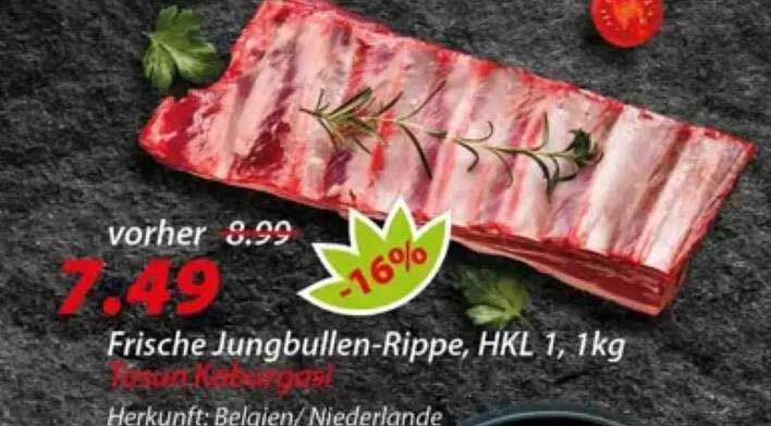 Frische Jungbullen-Rippe, HKL 1, 1kg