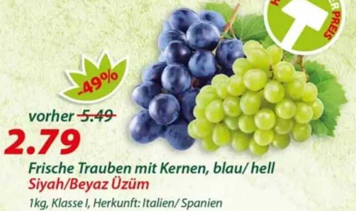 Frische Trauben mit Kernen, blau/hell Siyah/Beyaz Üzüm