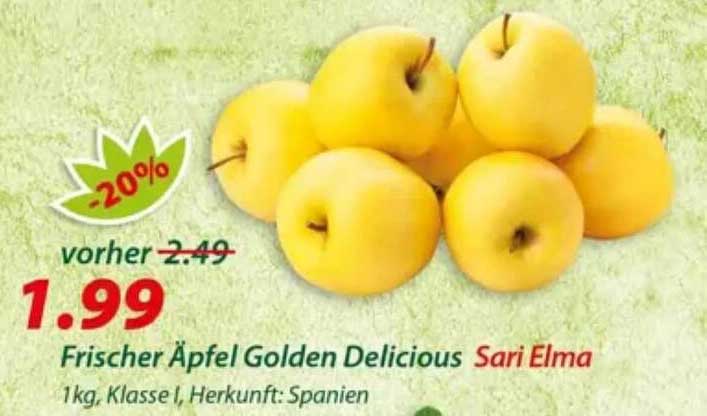 Frischer Äpfel Golden Delicious Sari Elma