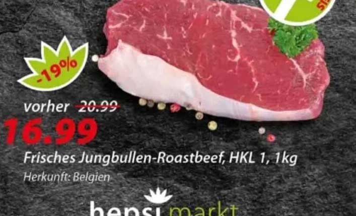 Frisches Jungbullen-Roastbeef, HKL 1, 1kg