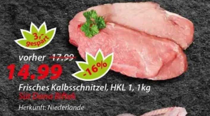 Frisches Kalbsschnitzel, HKL 1, 1kg