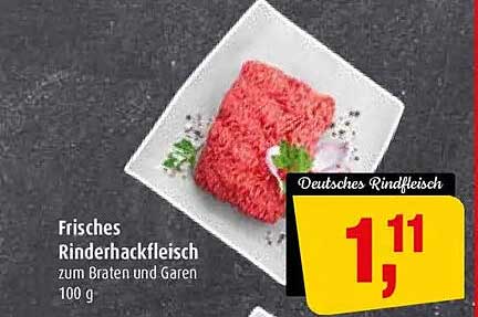 Frisches Rinderhackfleisch zum Braten und Garen 100 g