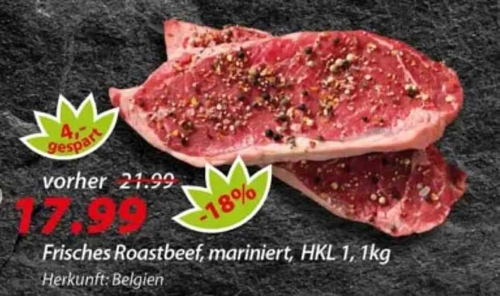 Frisches Roastbeef, mariniert, HKL 1, 1kg