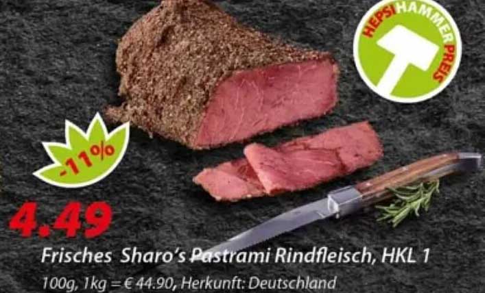 Frisches Sharo's Pastrami Rindfleisch, HKL 1