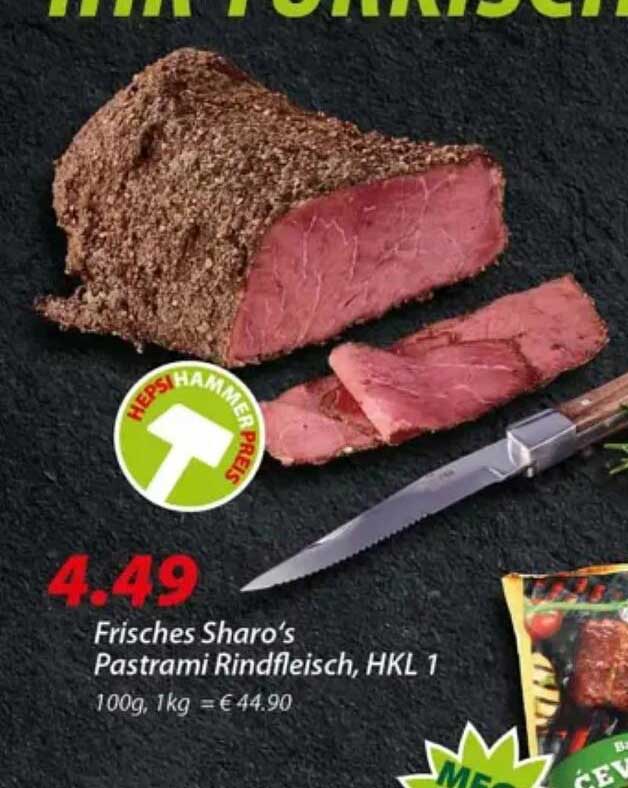 Frisches Sharo’s Pastrami Rindfleisch, HKL 1