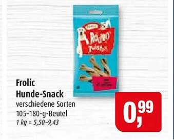 Frolic Hunde-Snack verschiedene Sorten 105-180-g-Beutel 1 kg = 5,50-9,43
