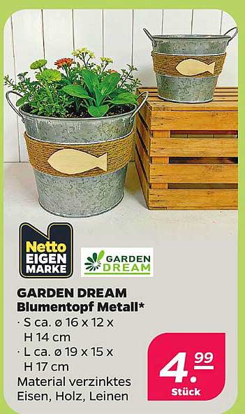 GARDEN DREAM Blumentopf Metall*