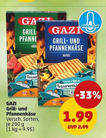 GAZI Grill- und Pfannenkäse Versch. Sorten, je 200 g (1 kg = 9,95)