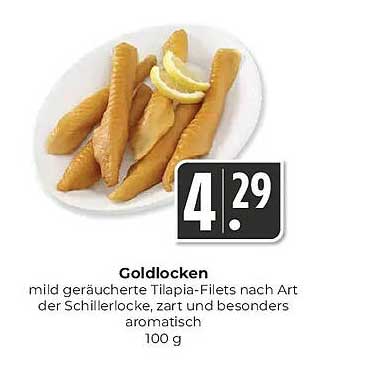 Goldlocken mild geräucherte Tilapia-Filets nach Art der Schillerlocke, zart und besonders aromatisch 100 g