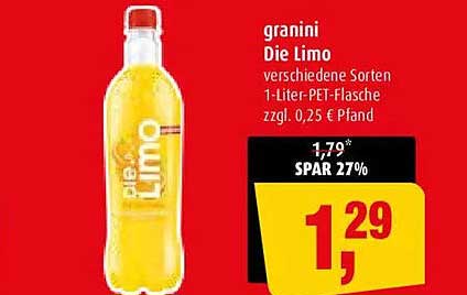 granini Die Limo verschiedene Sorten 1-Liter-PET-Flasche zzgl. 0,25 € Pfand