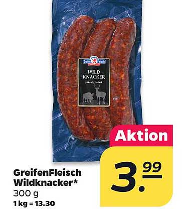 GreifenFleisch Wildknacker* 300 g 1 kg = 13,30