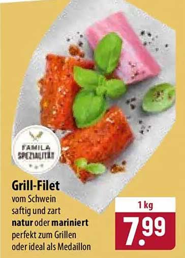 Grill-Filet vom Schwein saftig und zart natur oder mariniert perfekt zum Grillen oder ideal als Medaillon