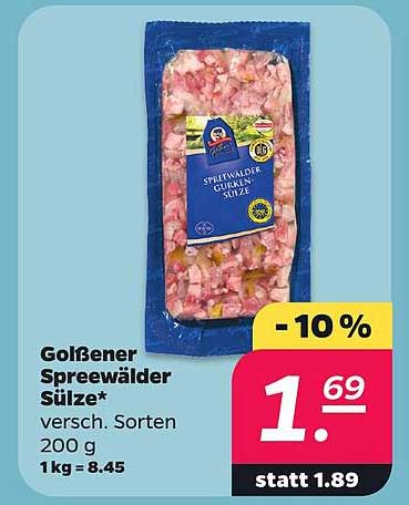 Groißener Spreewälder Sülze* versch. Sorten 200 g 1 kg = 8.45
