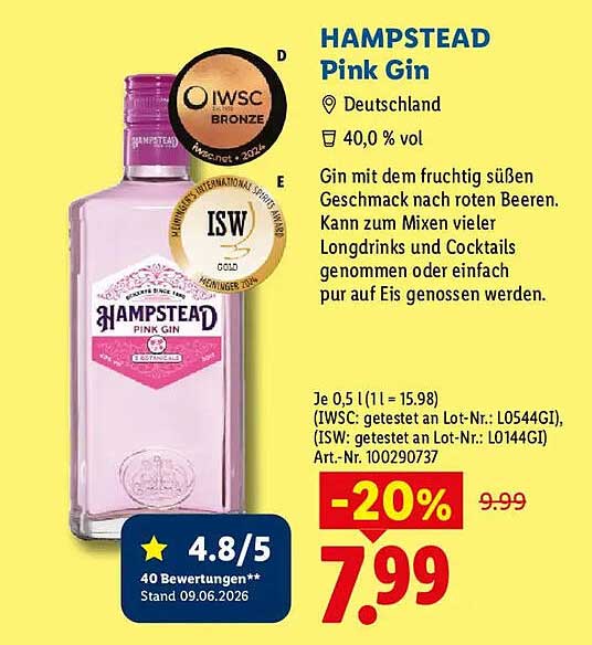 HAMPSTEAD Pink Gin