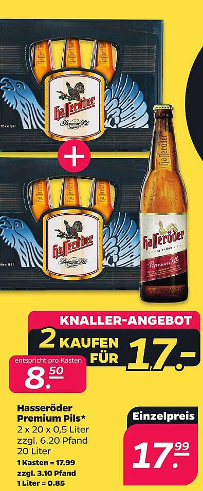 Hasseröder Premium Pils* 2 x 20 x 0,5 Liter zzgl. 6,20 Pfand 20 Liter