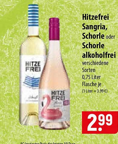 Hitzefrei Sangria, Schorle oder Schorle alkoholfrei