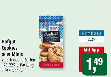 Hofgut Cookies oder Minis verschiedene Sorten 175-225-g-Packung 1 kg = 6,62-8,51
