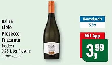Italien Cielo Prosecco Frizzante trocken 0,75-Liter-Flasche