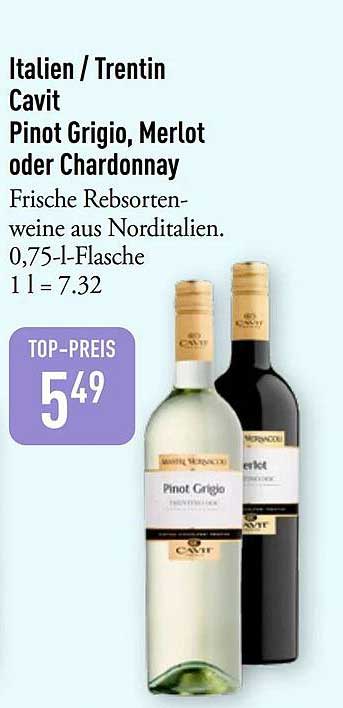 Italien / Trentin Cavit Pinot Grigio, Merlot oder Chardonnay