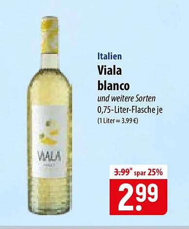 Italien Viala blanco und weitere Sorten 0,75-Liter-Flasche je