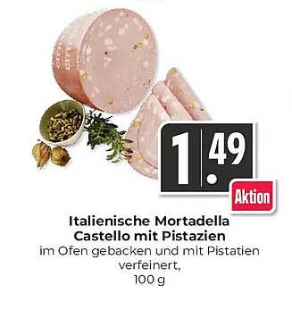 Italienische Mortadella Castello mit Pistazien