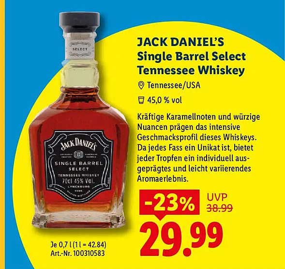 JACK DANIEL’S Single Barrel Select Tennessee Whiskey