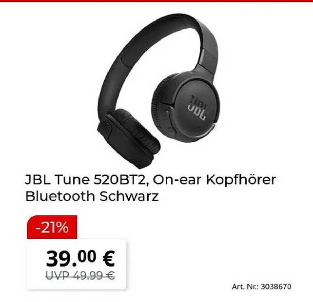 JBL Tune 520BT2, On-ear Kopfhörer Bluetooth Schwarz