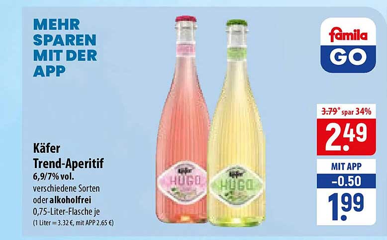 Käfer Trend-Aperitif 6,9/7% vol. verschiedene Sorten oder alkoholfrei 0,75-Liter-Flasche je