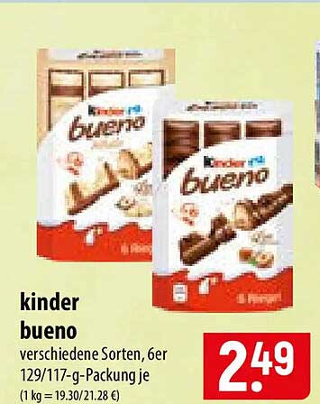 kinder bueno verschiedene Sorten, 6er 129/117-g-Packung je