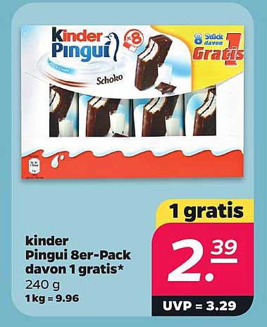 kinder Pingui 8er-Pack davon 1 gratis* 240 g 1 kg = 9,96