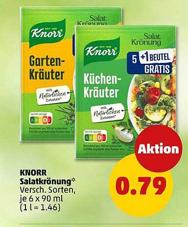 KNORR Salatkronung* versch. Sorten, je 6 x 90 ml (1 l = 1.46)