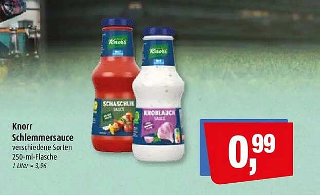 Knorr Schlemmersauce verschiedene Sorten 250-ml-Flasche 1 Liter = 3,96