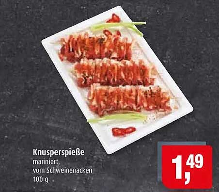 Knusperspieße mariniert, vom Schweinenacken 100 g