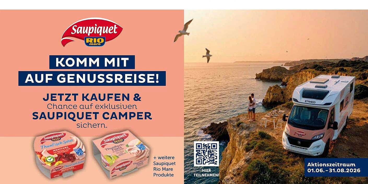 KOMM MIT AUF GENUSSREISE! JETZT KAUFEN & Chance auf exklusiven SAUPIQUET CAMPER sichern.