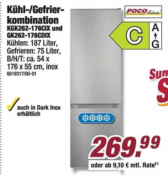 Kühl-/Gefrierkombination KGK262-176CIX und GK262-176CDIX
