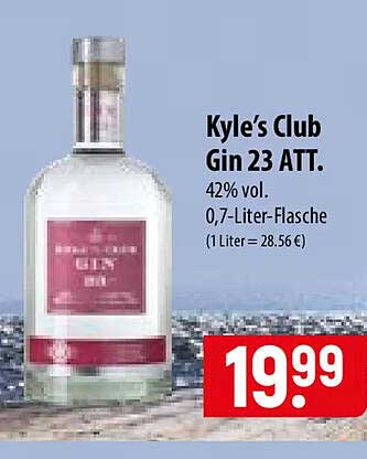Kyle’s Club Gin 23 ATT. 42% vol. 0,7-Liter-Flasche (1 Liter = 28.56 €)