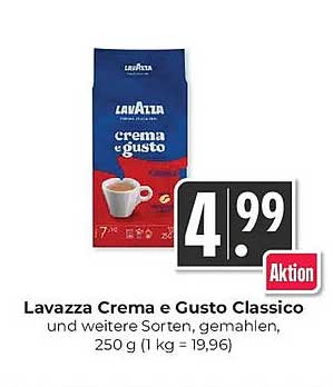Lavazza Crema e Gusto Classico und weitere Sorten, gemahlen, 250 g (1 kg = 19,96)