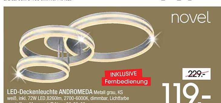 LED-Deckenleuchte ANDROMEDA Metall grau, KS weiß, inkl. 72W LED, 8260lm, 2700-6000K, dimmbar, Lichtfarbe