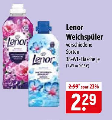 Lenor Weichspüler verschiedene Sorten 38-WL-Flasche je (1 WL = 0.06 €)