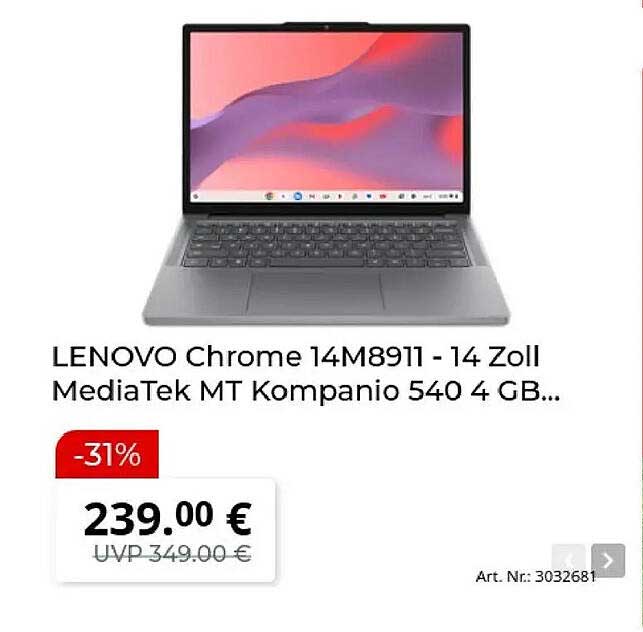 LENOVO Chrome 14M891I - 14 Zoll MediaTek MT Kompanio 540 4 GB...