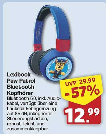 Lexibook Paw Patrol Bluetooth Kopfhörer