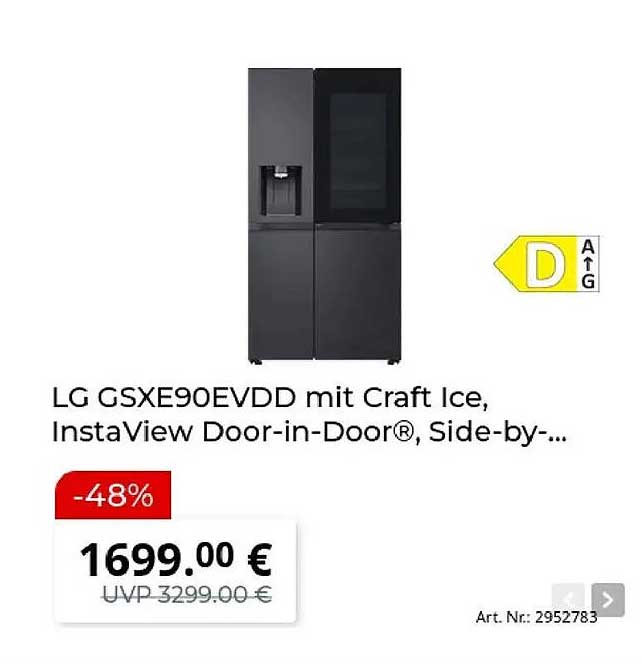 LG GSXE90EVDD mit Craft Ice, InstaView Door-in-Door®, Side-by-...