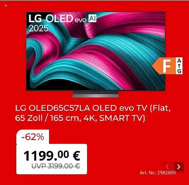 LG OLED65C57LA OLED evo TV (Flat, 65 Zoll / 165 cm, 4K, SMART TV)