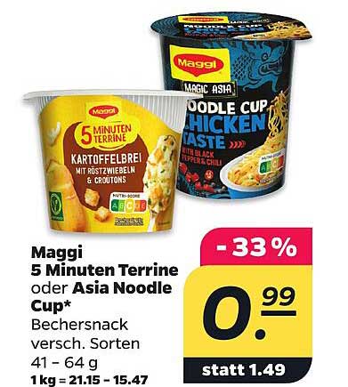 Maggi 5 Minuten Terrine oder Asia Noodle Cup*