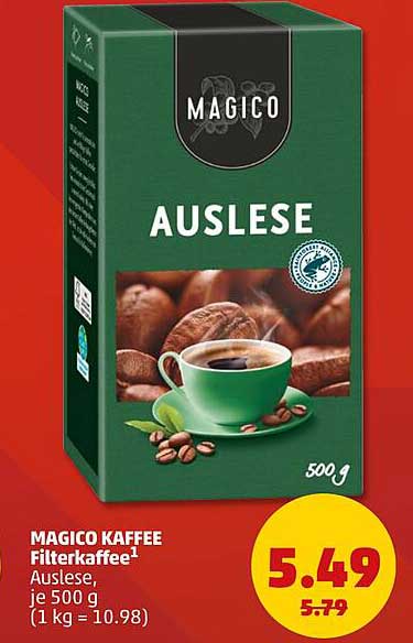 MAGICO KAFFEE Filterkaffee¹ Auslese, je 500 g (1 kg = 10.98)