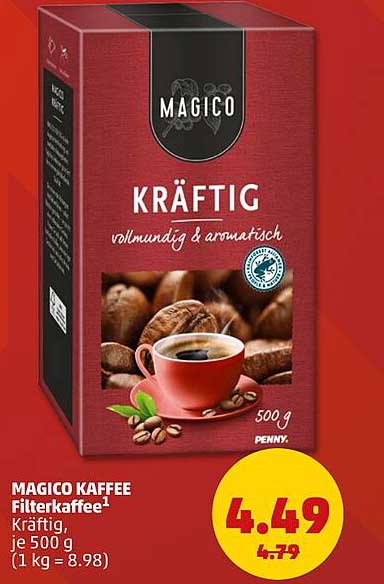 MAGICO KAFFEE Filterkaffee¹ Kräftig, je 500 g (1 kg = 8.98)